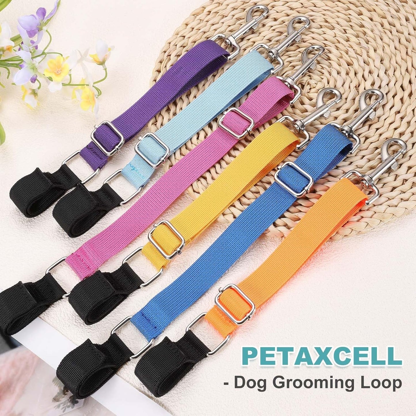 Dog Grooming Loop, Dog Grooming Harness Table Arm Accessories Adjustable Secure and Stable Extender Bathing Restraint Leashes (Yellow/Orange, 2 Pcs), for Pet Bathing