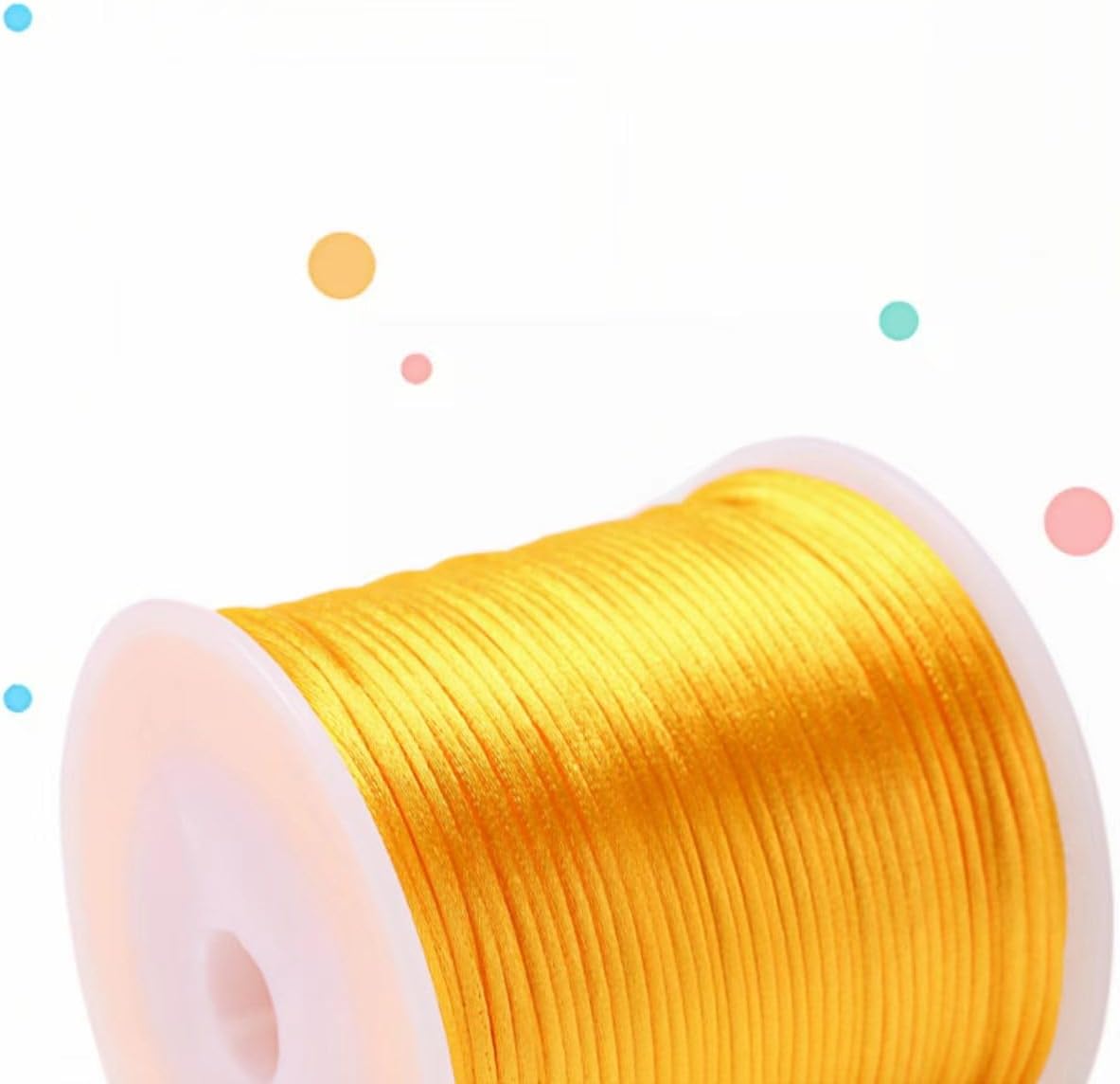 1.5mm Yellow Silky Satin Cord,Sturdy 110Yds/328ft Nylon String Cord for Beading,Bracelets Jewelry Making,Necklaces and Crafts(Yellow String)