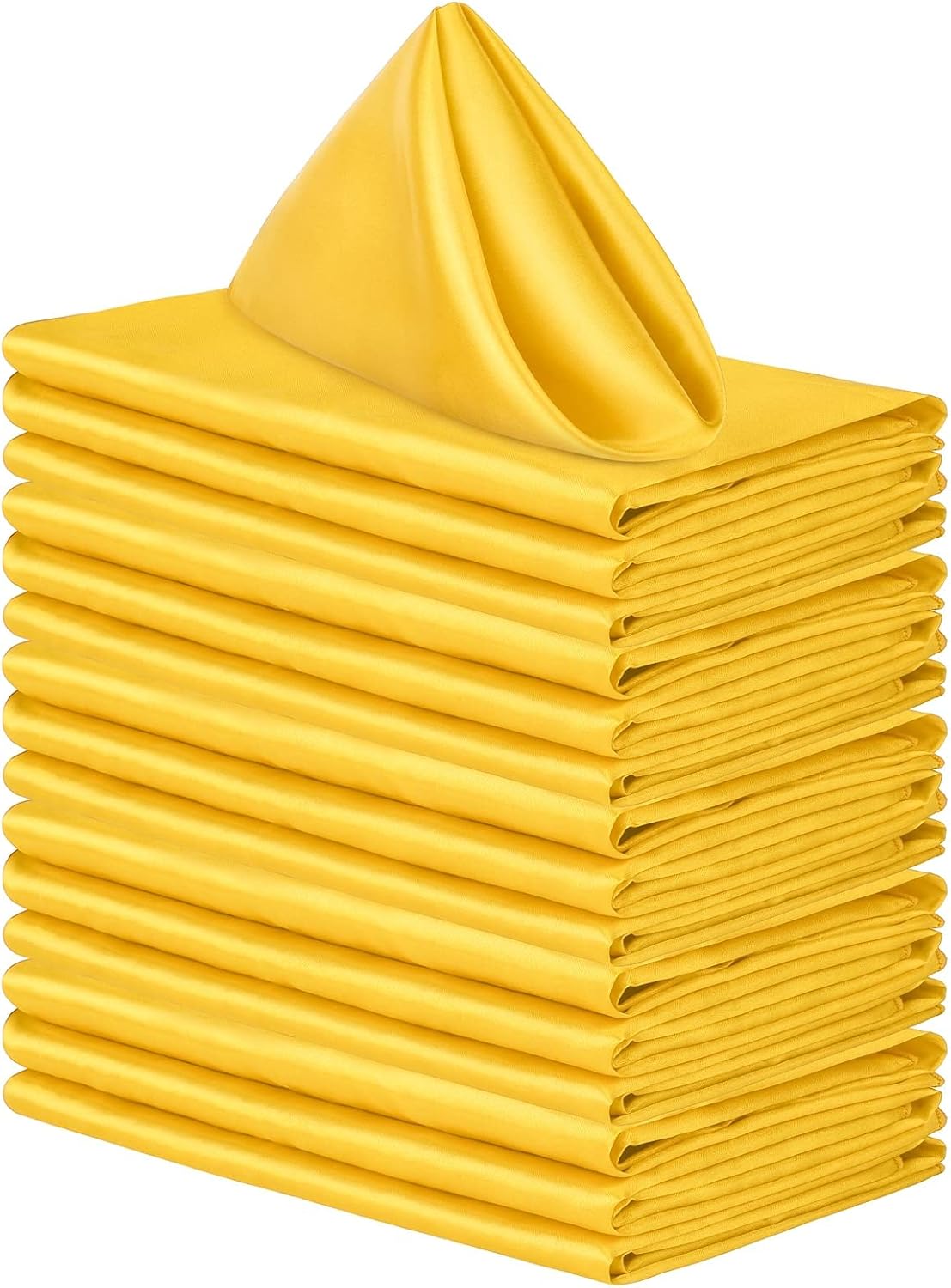 16 Pack Square Satin Napkin Bright Silk Table Napkin Soft Smooth Fabric Table Napkin for Wedding Banquet Party Decoration, Yellow, 20 x 20 Inch