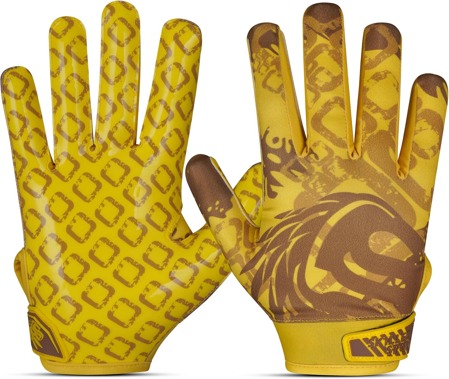 GripX Pro Football Gloves – Sticky Grip Receiver Gloves for Adults & Youth | All-Weather Nano Sweet Palm, Breathable Stretch Fabric, Secure Wrist Fit – Yellow