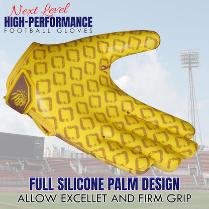 GripX Pro Football Gloves – Sticky Grip Receiver Gloves for Adults & Youth | All-Weather Nano Sweet Palm, Breathable Stretch Fabric, Secure Wrist Fit – Yellow