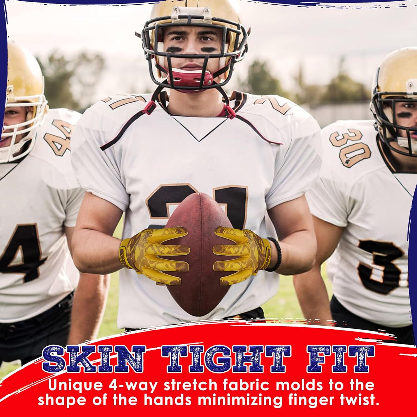 GripX Pro Football Gloves – Sticky Grip Receiver Gloves for Adults & Youth | All-Weather Nano Sweet Palm, Breathable Stretch Fabric, Secure Wrist Fit – Yellow