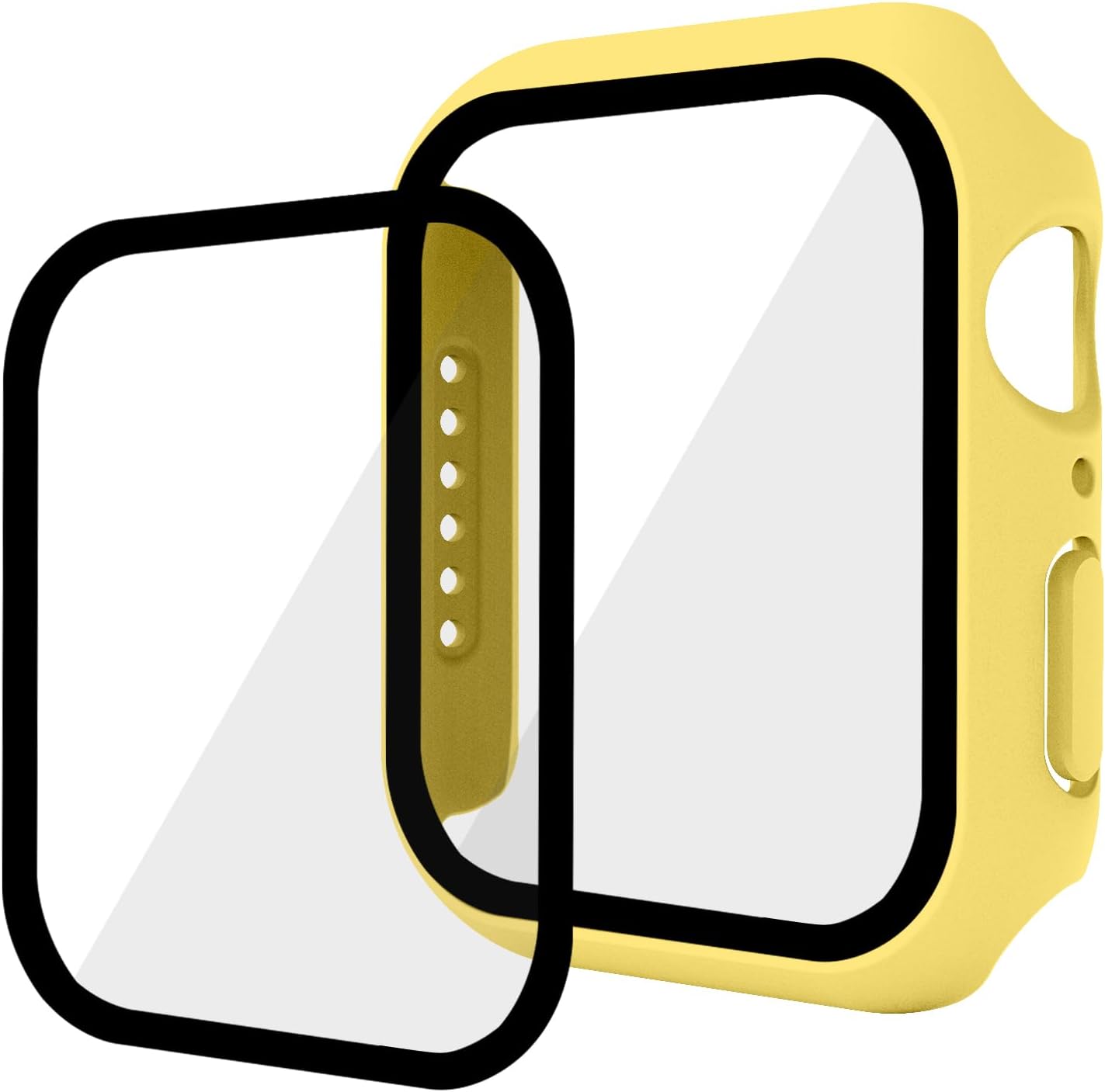 2 in 1 Design Hard PC Case with Tempered Glass Screen Protector for Apple Watch 4/5/6/SE,Ultra-Thin Scratch Resistant Smartwatch Cover for iWatch 40mm Accessories - Yellow