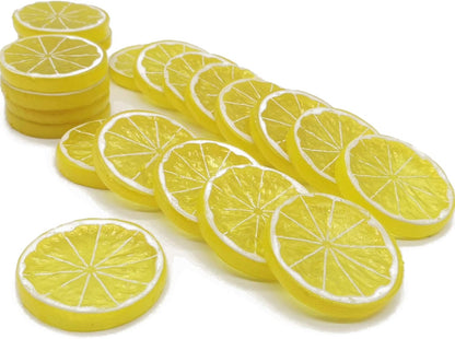 40PCS Simulation Lemon Slices Plastic Fake Artificial Fruit Mini Small Model Party Kitchen Wedding Decoration Slices Lifelike Decorative Fake Fruit(Yellow)