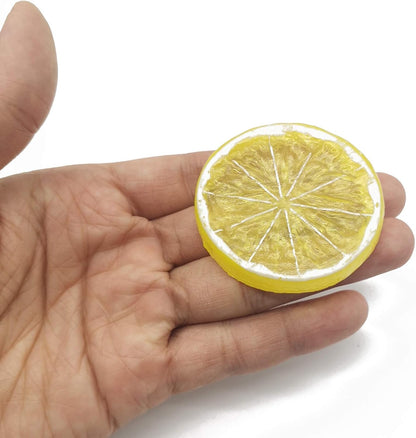 40PCS Simulation Lemon Slices Plastic Fake Artificial Fruit Mini Small Model Party Kitchen Wedding Decoration Slices Lifelike Decorative Fake Fruit(Yellow)