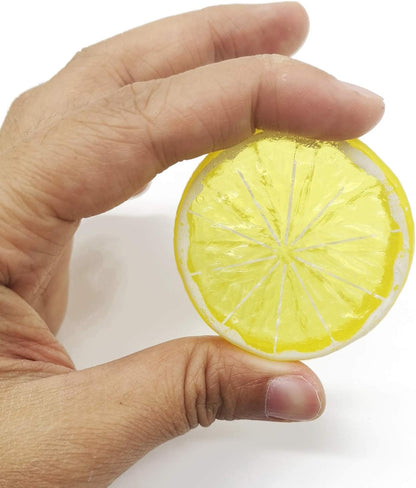 40PCS Simulation Lemon Slices Plastic Fake Artificial Fruit Mini Small Model Party Kitchen Wedding Decoration Slices Lifelike Decorative Fake Fruit(Yellow)