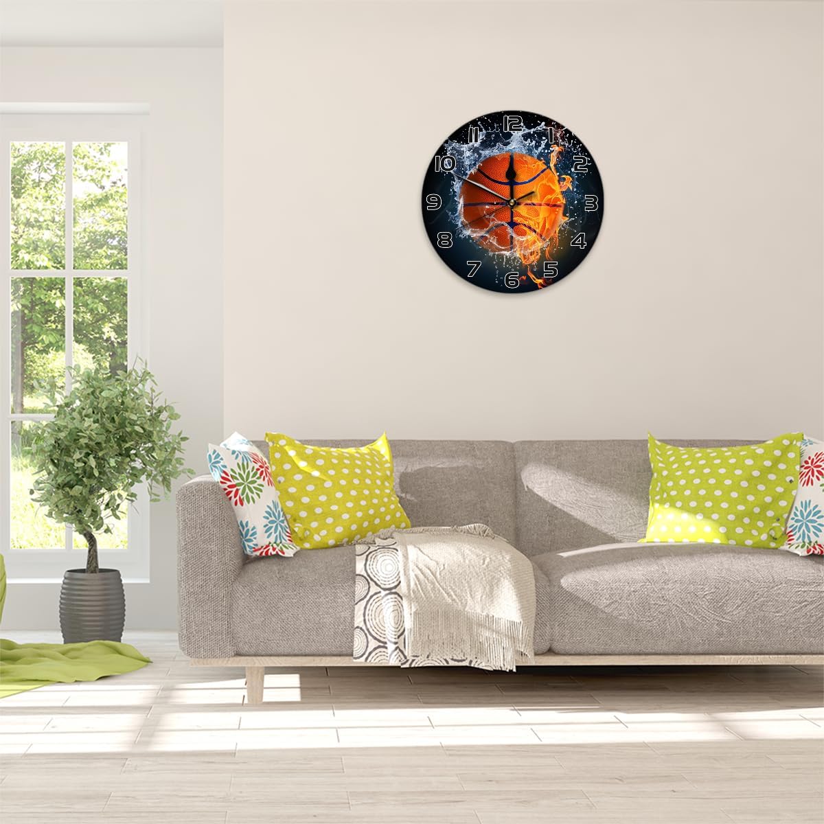 Yellow Lemon Wall Clock Battery Operated 10 in Round Wall Clocks Slilent Non Ticking Quartz Analog Clock for Bedroom Kids Living Room Classroom Decor