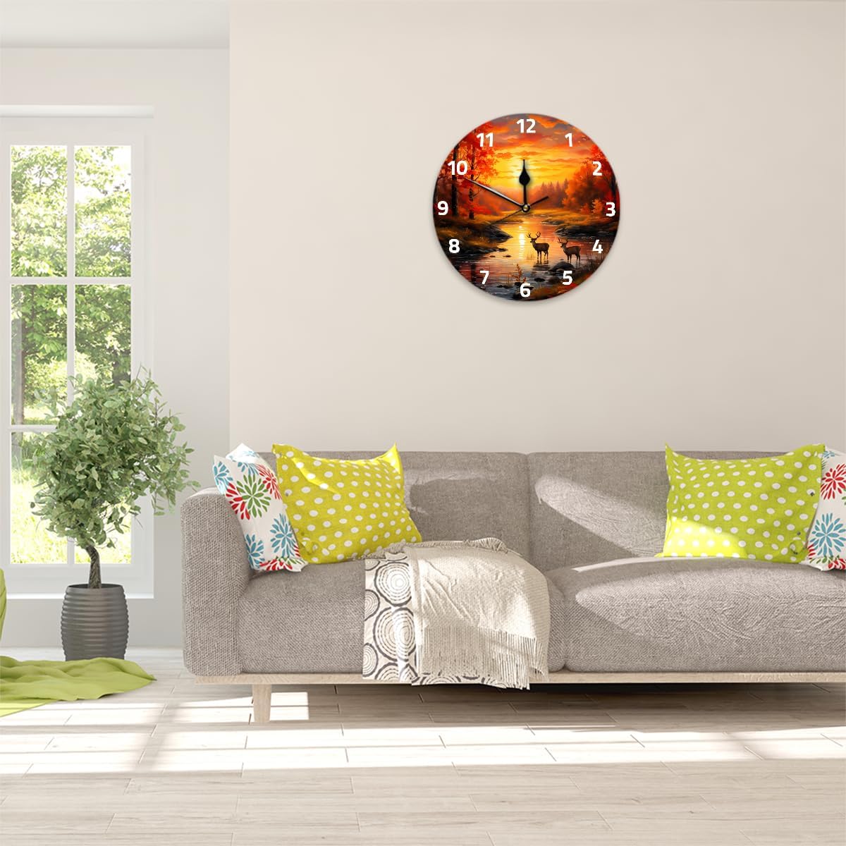 Yellow Lemon Wall Clock Battery Operated 10 in Round Wall Clocks Slilent Non Ticking Quartz Analog Clock for Bedroom Kids Living Room Classroom Decor