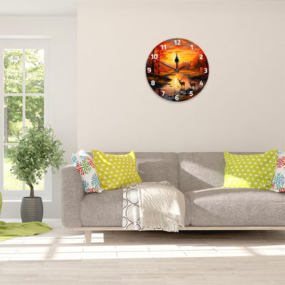 Yellow Lemon Wall Clock Battery Operated 10 in Round Wall Clocks Slilent Non Ticking Quartz Analog Clock for Bedroom Kids Living Room Classroom Decor