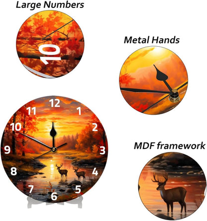 Yellow Lemon Wall Clock Battery Operated 10 in Round Wall Clocks Slilent Non Ticking Quartz Analog Clock for Bedroom Kids Living Room Classroom Decor