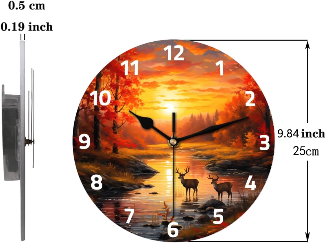 Yellow Lemon Wall Clock Battery Operated 10 in Round Wall Clocks Slilent Non Ticking Quartz Analog Clock for Bedroom Kids Living Room Classroom Decor