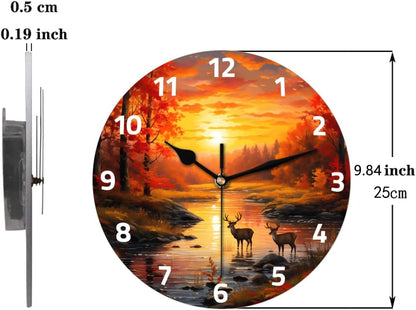 Yellow Lemon Wall Clock Battery Operated 10 in Round Wall Clocks Slilent Non Ticking Quartz Analog Clock for Bedroom Kids Living Room Classroom Decor