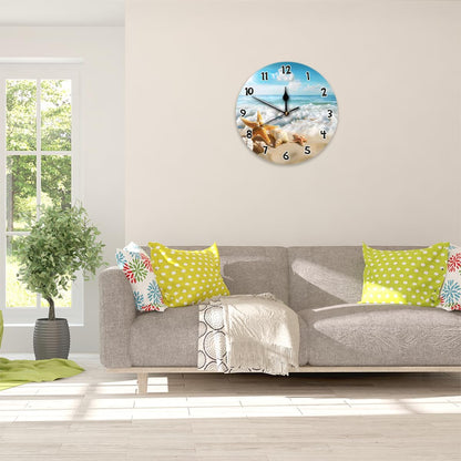 Yellow Lemon Wall Clock Battery Operated 10 in Round Wall Clocks Slilent Non Ticking Quartz Analog Clock for Bedroom Kids Living Room Classroom Decor