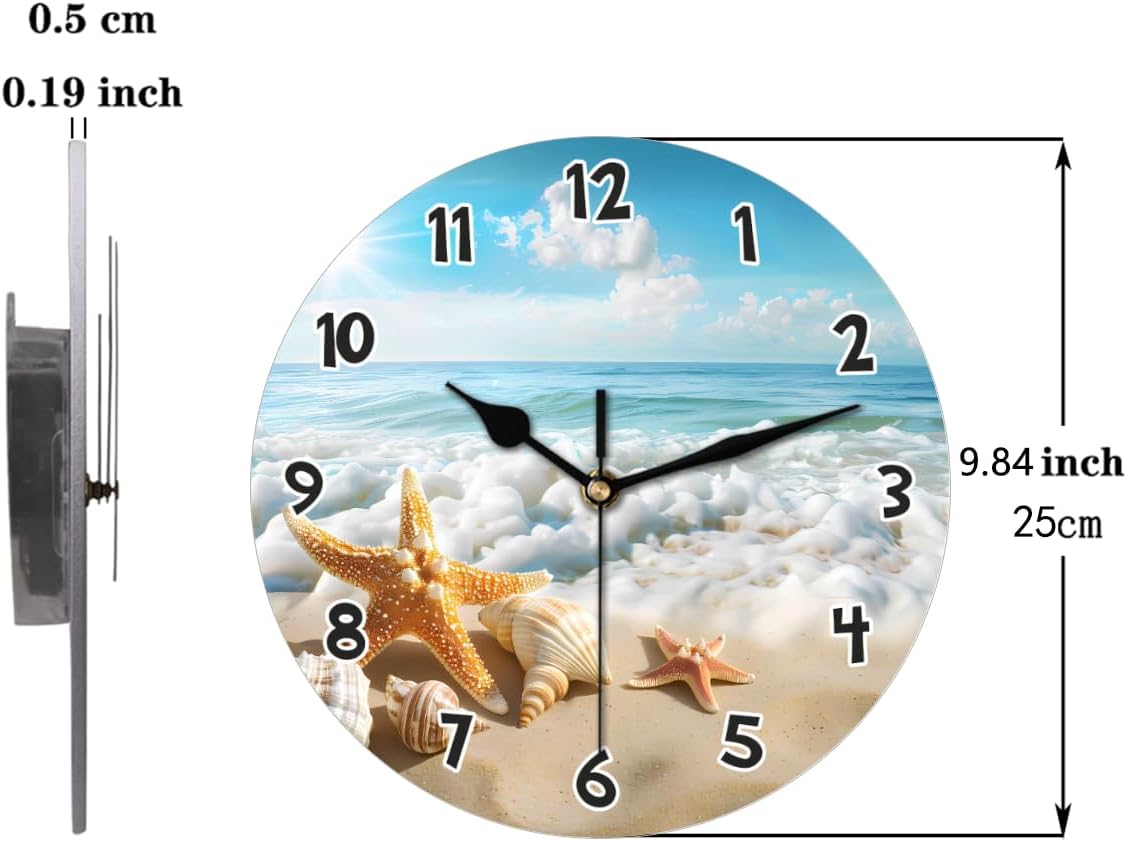 Yellow Lemon Wall Clock Battery Operated 10 in Round Wall Clocks Slilent Non Ticking Quartz Analog Clock for Bedroom Kids Living Room Classroom Decor