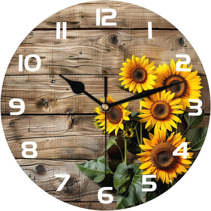 Yellow Lemon Wall Clock Battery Operated 10 in Round Wall Clocks Slilent Non Ticking Quartz Analog Clock for Bedroom Kids Living Room Classroom Decor