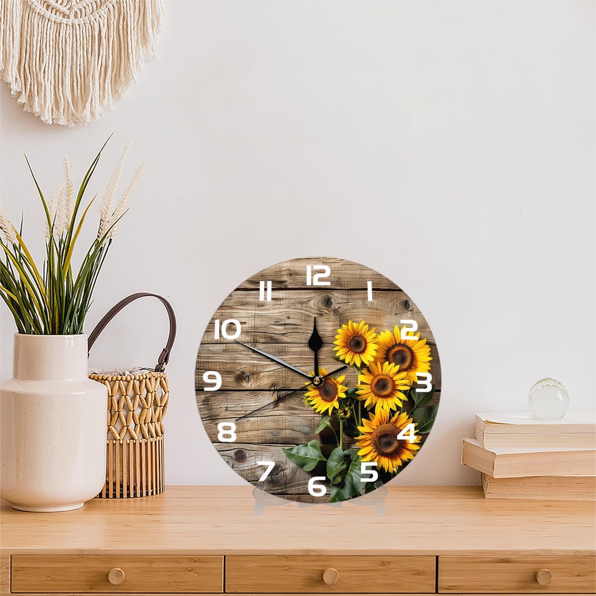 Yellow Lemon Wall Clock Battery Operated 10 in Round Wall Clocks Slilent Non Ticking Quartz Analog Clock for Bedroom Kids Living Room Classroom Decor
