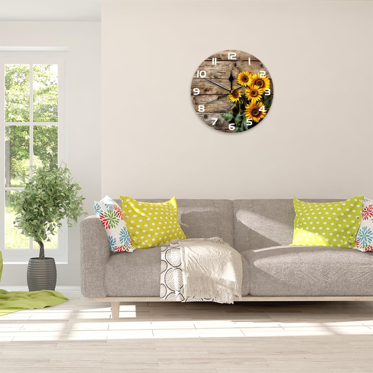 Yellow Lemon Wall Clock Battery Operated 10 in Round Wall Clocks Slilent Non Ticking Quartz Analog Clock for Bedroom Kids Living Room Classroom Decor