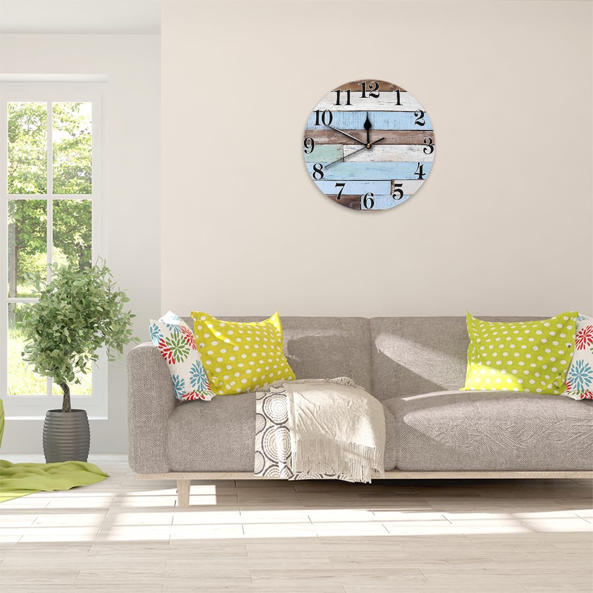 Yellow Lemon Wall Clock Battery Operated 10 in Round Wall Clocks Slilent Non Ticking Quartz Analog Clock for Bedroom Kids Living Room Classroom Decor
