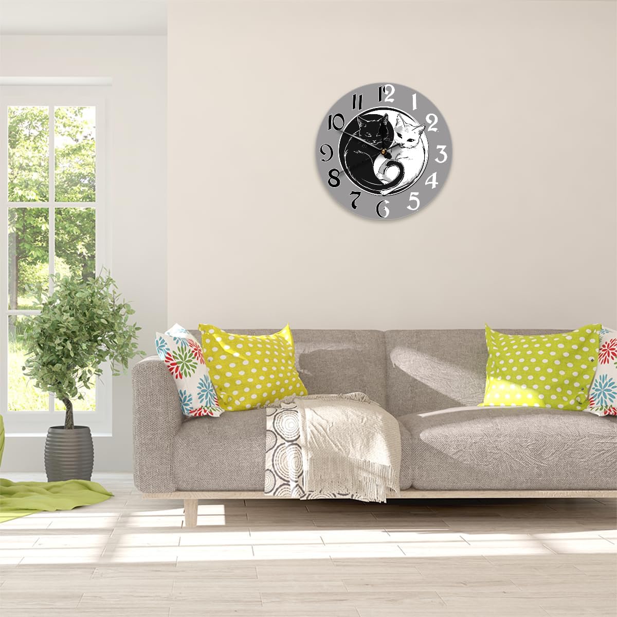 Yellow Lemon Wall Clock Battery Operated 10 in Round Wall Clocks Slilent Non Ticking Quartz Analog Clock for Bedroom Kids Living Room Classroom Decor