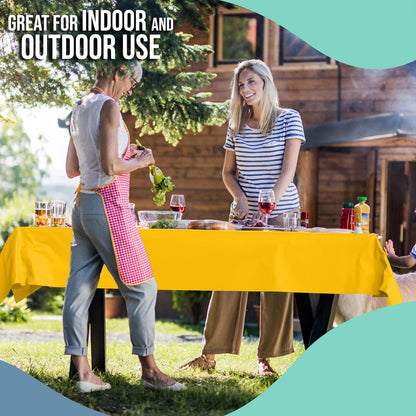 Party Solids Yellow Plastic Table Cover Roll 40" X 300' Table Cloth Plastic Cover Roll - Premium Quality Thick 0.5 MIL Banquet Rolls - Disposable Tablecloth Rolls