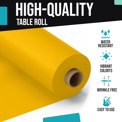 Party Solids Yellow Plastic Table Cover Roll 40" X 300' Table Cloth Plastic Cover Roll - Premium Quality Thick 0.5 MIL Banquet Rolls - Disposable Tablecloth Rolls