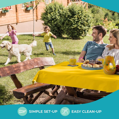 Party Solids Yellow Plastic Table Cover Roll 40" X 300' Table Cloth Plastic Cover Roll - Premium Quality Thick 0.5 MIL Banquet Rolls - Disposable Tablecloth Rolls