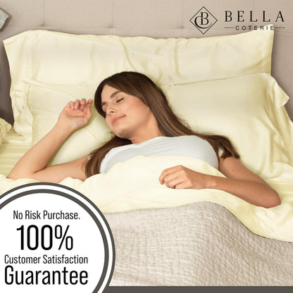 BELLA COTERIE Luxury Bamboo Viscose Standard Size Pillowcase Set | 100% Organically Grown | Cooling For Hot Sleepers | Ultra Soft | Hypoallergenic | 2 Pillowcases [Lemonade]