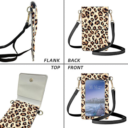 Crossbody Phone Case, Yellow Leopard Print RFID Blocking Crossbody Bag with Card Slots & Phone Holder, Waterproof Anti-Theft Touch Screen Phone Purse for Women