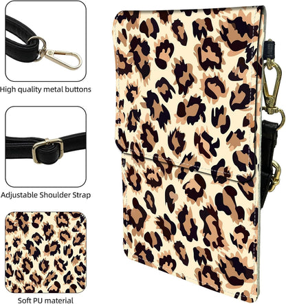 Crossbody Phone Case, Yellow Leopard Print RFID Blocking Crossbody Bag with Card Slots & Phone Holder, Waterproof Anti-Theft Touch Screen Phone Purse for Women