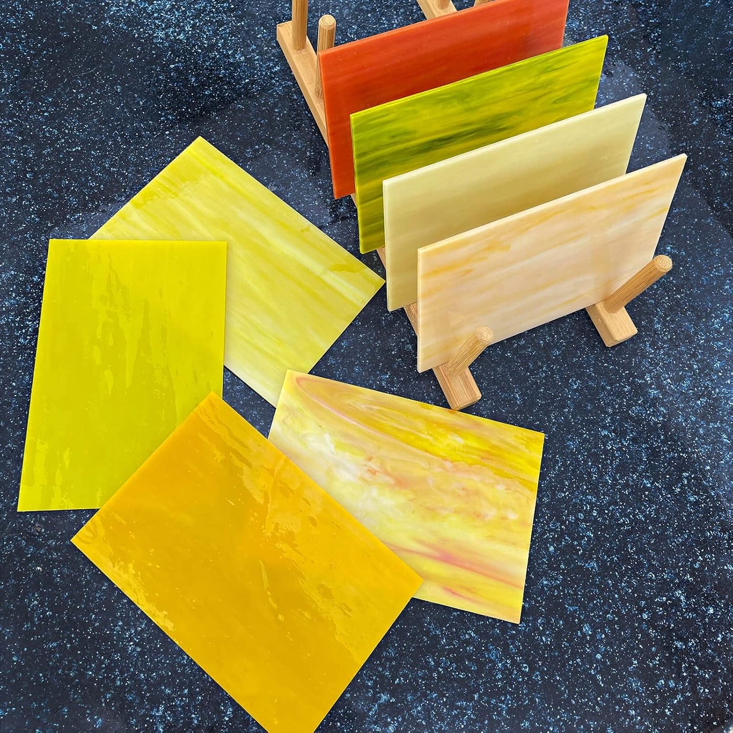 8 Sheets Yellow Stained Glass Sheets for Crafts, 4 x 6 Inch Cathedral Art Glass Kit, Mosaic Supplies for DIY Projects