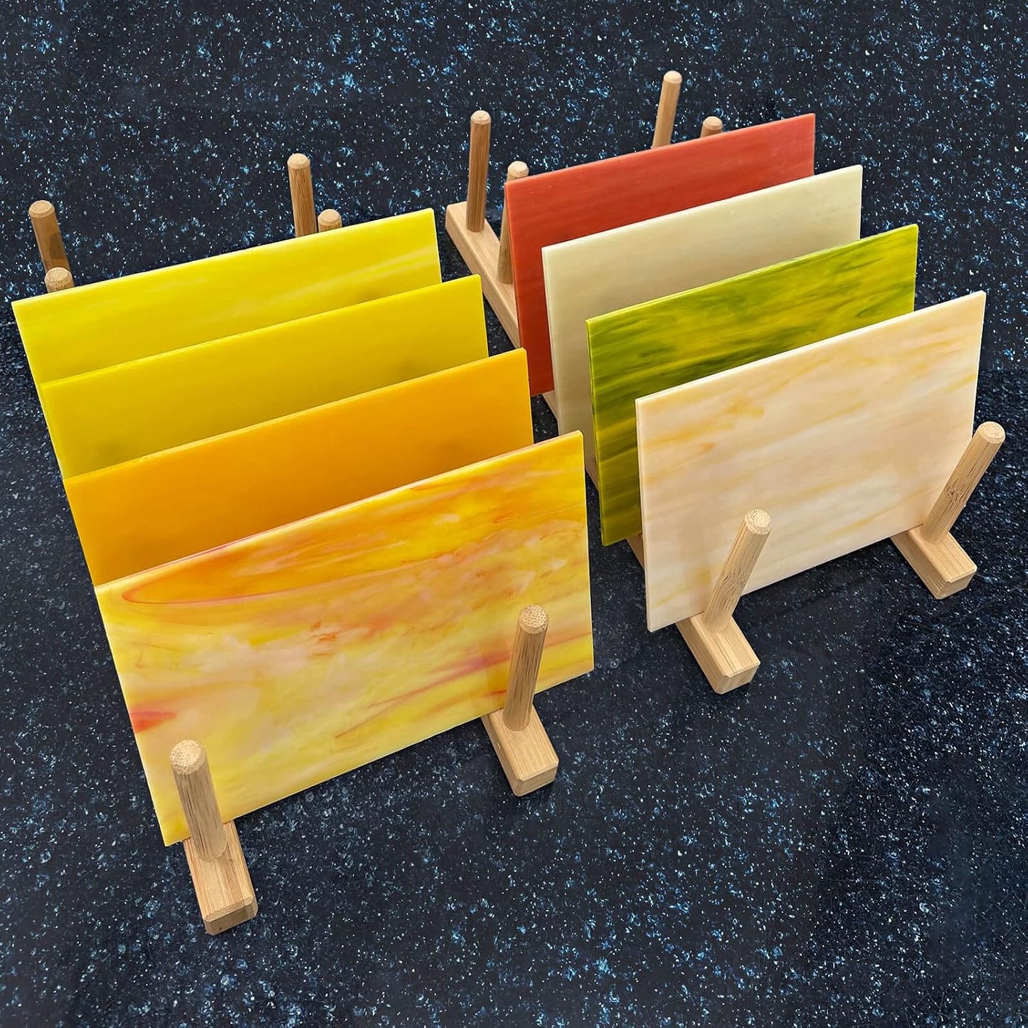 8 Sheets Yellow Stained Glass Sheets for Crafts, 4 x 6 Inch Cathedral Art Glass Kit, Mosaic Supplies for DIY Projects