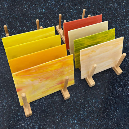 8 Sheets Yellow Stained Glass Sheets for Crafts, 4 x 6 Inch Cathedral Art Glass Kit, Mosaic Supplies for DIY Projects