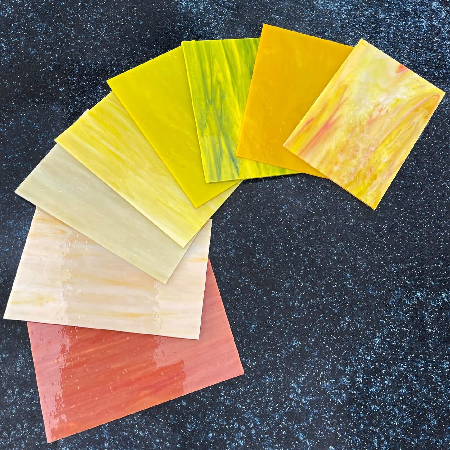 8 Sheets Yellow Stained Glass Sheets for Crafts, 4 x 6 Inch Cathedral Art Glass Kit, Mosaic Supplies for DIY Projects