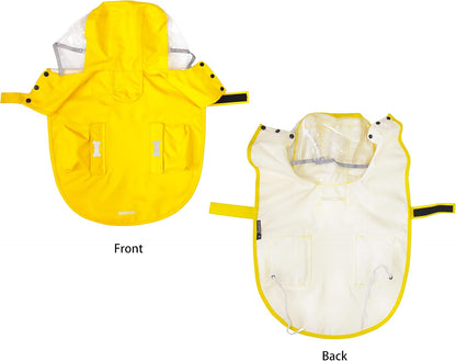 Waterproof Dog Raincoat, Adjustable Reflective Lightweight Pet Rain Clothes with Poncho Hood (3X-Large, Yellow)