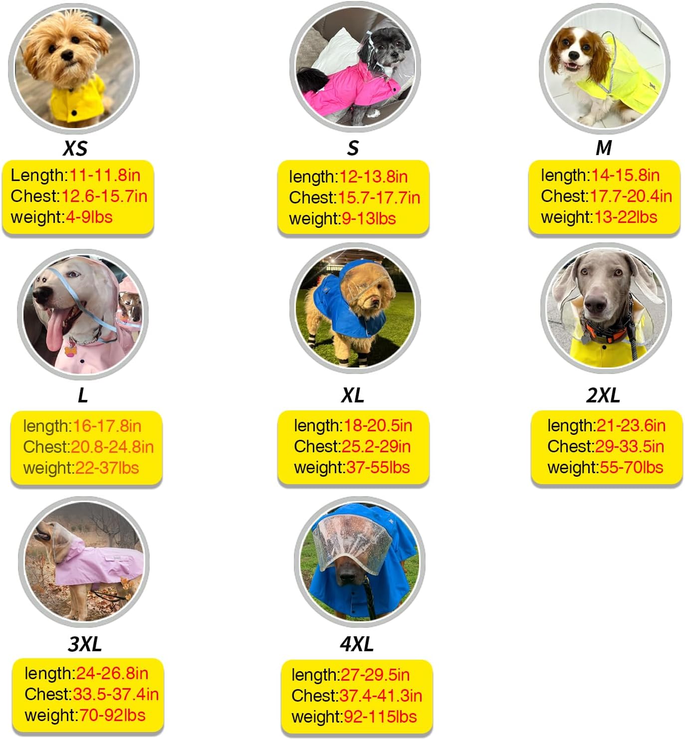 Waterproof Dog Raincoat, Adjustable Reflective Lightweight Pet Rain Clothes with Poncho Hood (3X-Large, Yellow)