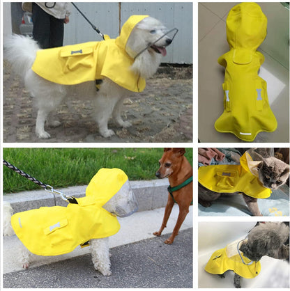 Waterproof Dog Raincoat, Adjustable Reflective Lightweight Pet Rain Clothes with Poncho Hood (3X-Large, Yellow)