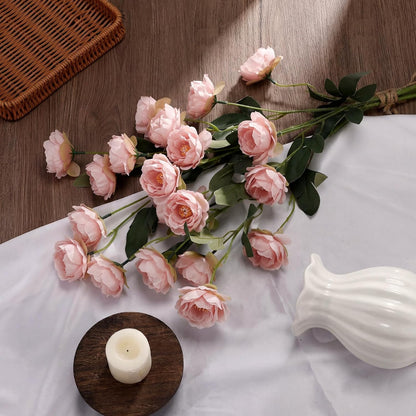 6 Pcs 32" Large Yellow Artificial Peonies Stems Flowers, Real Look Faux Silk Peony Bouquet 42 Heads Total for Vase Filler, Farmhouse Rustic Neutral Home Decor, Wedding Centerpieces