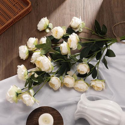 6 Pcs 32" Large Yellow Artificial Peonies Stems Flowers, Real Look Faux Silk Peony Bouquet 42 Heads Total for Vase Filler, Farmhouse Rustic Neutral Home Decor, Wedding Centerpieces
