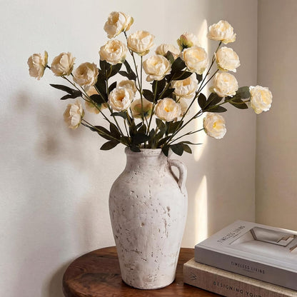 6 Pcs 32" Large Yellow Artificial Peonies Stems Flowers, Real Look Faux Silk Peony Bouquet 42 Heads Total for Vase Filler, Farmhouse Rustic Neutral Home Decor, Wedding Centerpieces