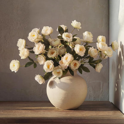 6 Pcs 32" Large Yellow Artificial Peonies Stems Flowers, Real Look Faux Silk Peony Bouquet 42 Heads Total for Vase Filler, Farmhouse Rustic Neutral Home Decor, Wedding Centerpieces