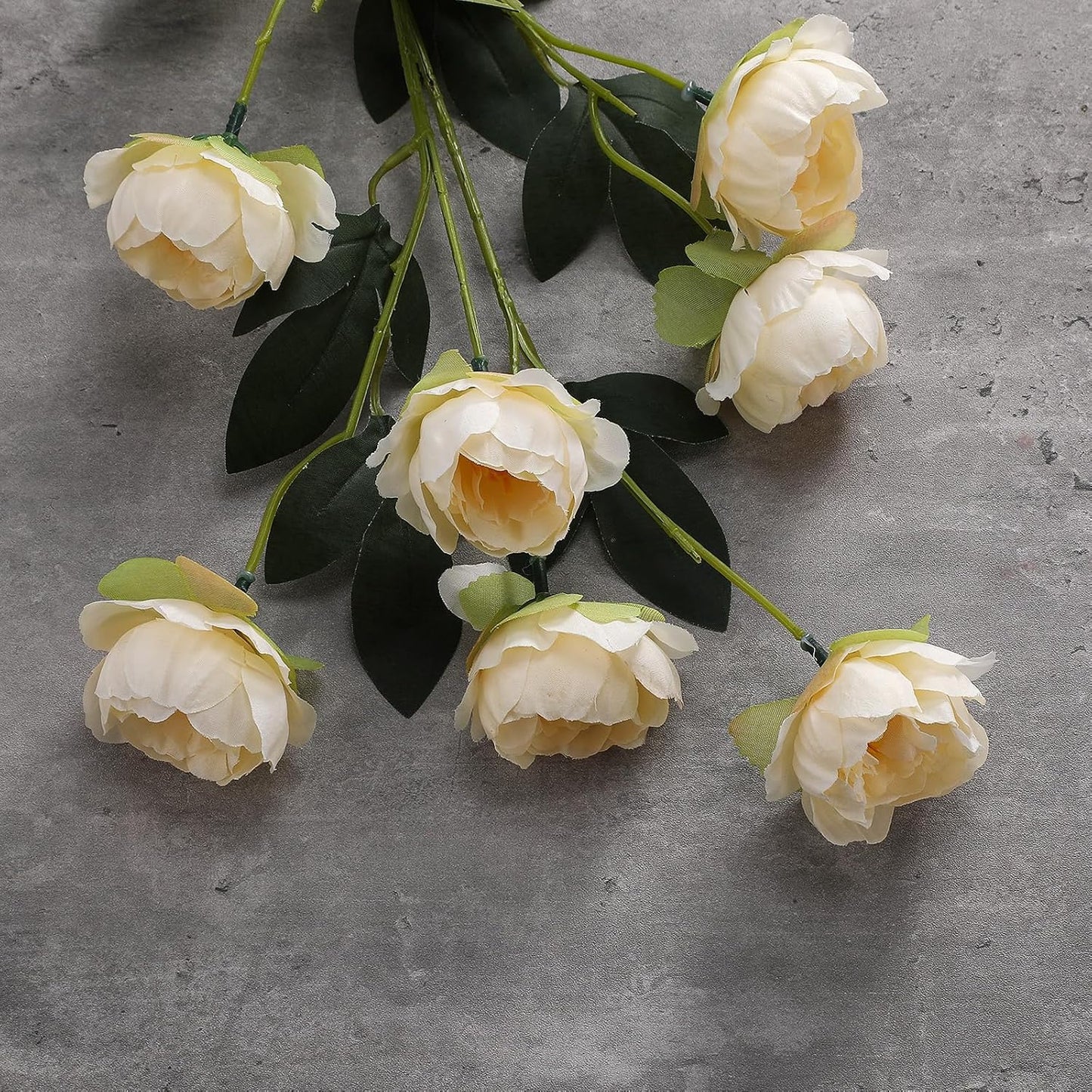6 Pcs 32" Large Yellow Artificial Peonies Stems Flowers, Real Look Faux Silk Peony Bouquet 42 Heads Total for Vase Filler, Farmhouse Rustic Neutral Home Decor, Wedding Centerpieces