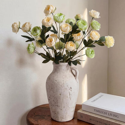 6 Pcs 32" Large Yellow Artificial Peonies Stems Flowers, Real Look Faux Silk Peony Bouquet 42 Heads Total for Vase Filler, Farmhouse Rustic Neutral Home Decor, Wedding Centerpieces