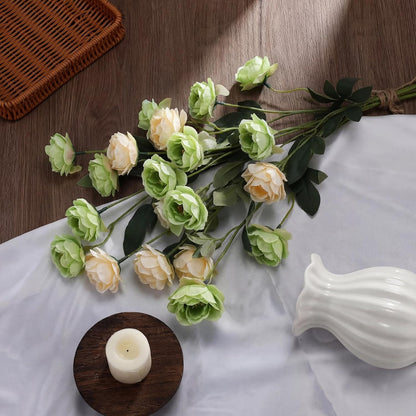 6 Pcs 32" Large Yellow Artificial Peonies Stems Flowers, Real Look Faux Silk Peony Bouquet 42 Heads Total for Vase Filler, Farmhouse Rustic Neutral Home Decor, Wedding Centerpieces