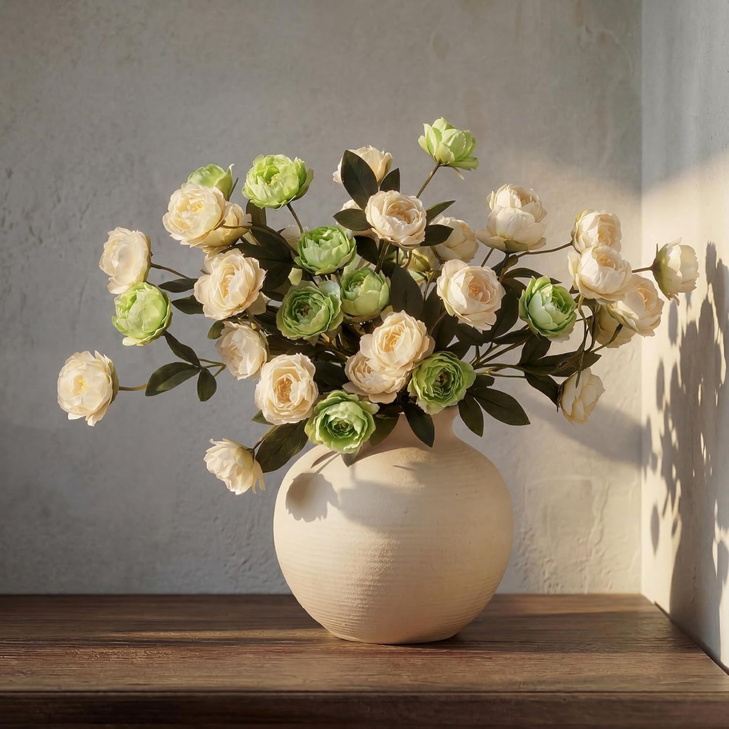 6 Pcs 32" Large Yellow Artificial Peonies Stems Flowers, Real Look Faux Silk Peony Bouquet 42 Heads Total for Vase Filler, Farmhouse Rustic Neutral Home Decor, Wedding Centerpieces