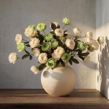 6 Pcs 32" Large Yellow Artificial Peonies Stems Flowers, Real Look Faux Silk Peony Bouquet 42 Heads Total for Vase Filler, Farmhouse Rustic Neutral Home Decor, Wedding Centerpieces