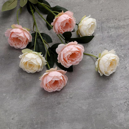 6 Pcs 32" Large Yellow Artificial Peonies Stems Flowers, Real Look Faux Silk Peony Bouquet 42 Heads Total for Vase Filler, Farmhouse Rustic Neutral Home Decor, Wedding Centerpieces