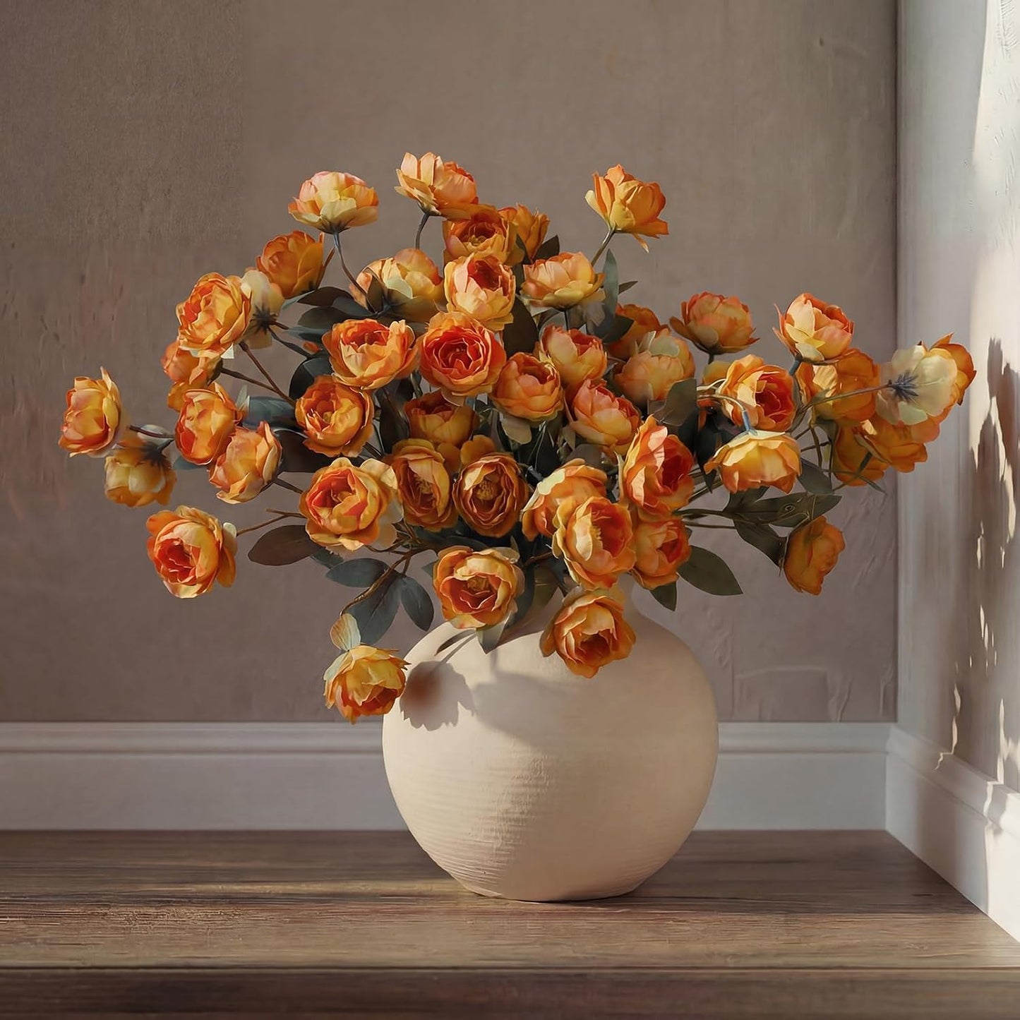 6 Pcs 32" Large Yellow Artificial Peonies Stems Flowers, Real Look Faux Silk Peony Bouquet 42 Heads Total for Vase Filler, Farmhouse Rustic Neutral Home Decor, Wedding Centerpieces