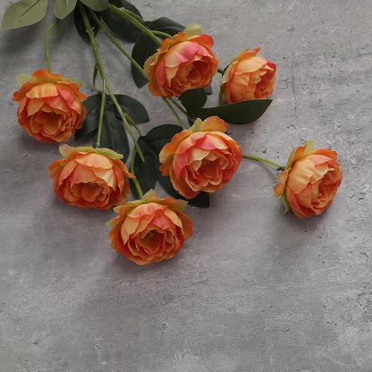6 Pcs 32" Large Yellow Artificial Peonies Stems Flowers, Real Look Faux Silk Peony Bouquet 42 Heads Total for Vase Filler, Farmhouse Rustic Neutral Home Decor, Wedding Centerpieces
