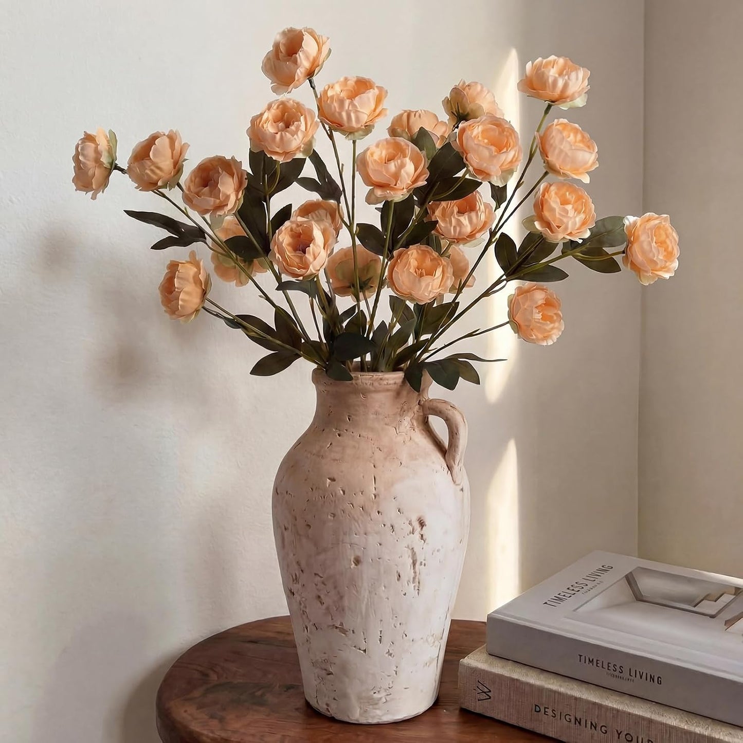 6 Pcs 32" Large Yellow Artificial Peonies Stems Flowers, Real Look Faux Silk Peony Bouquet 42 Heads Total for Vase Filler, Farmhouse Rustic Neutral Home Decor, Wedding Centerpieces