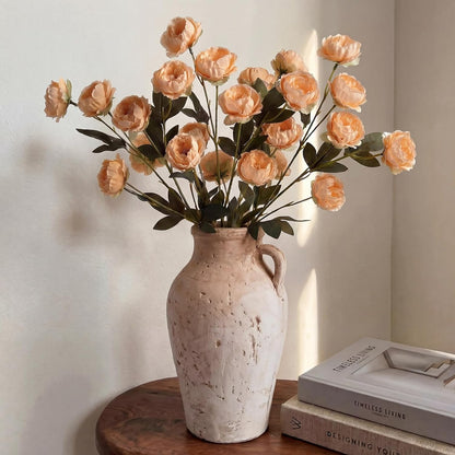 6 Pcs 32" Large Yellow Artificial Peonies Stems Flowers, Real Look Faux Silk Peony Bouquet 42 Heads Total for Vase Filler, Farmhouse Rustic Neutral Home Decor, Wedding Centerpieces
